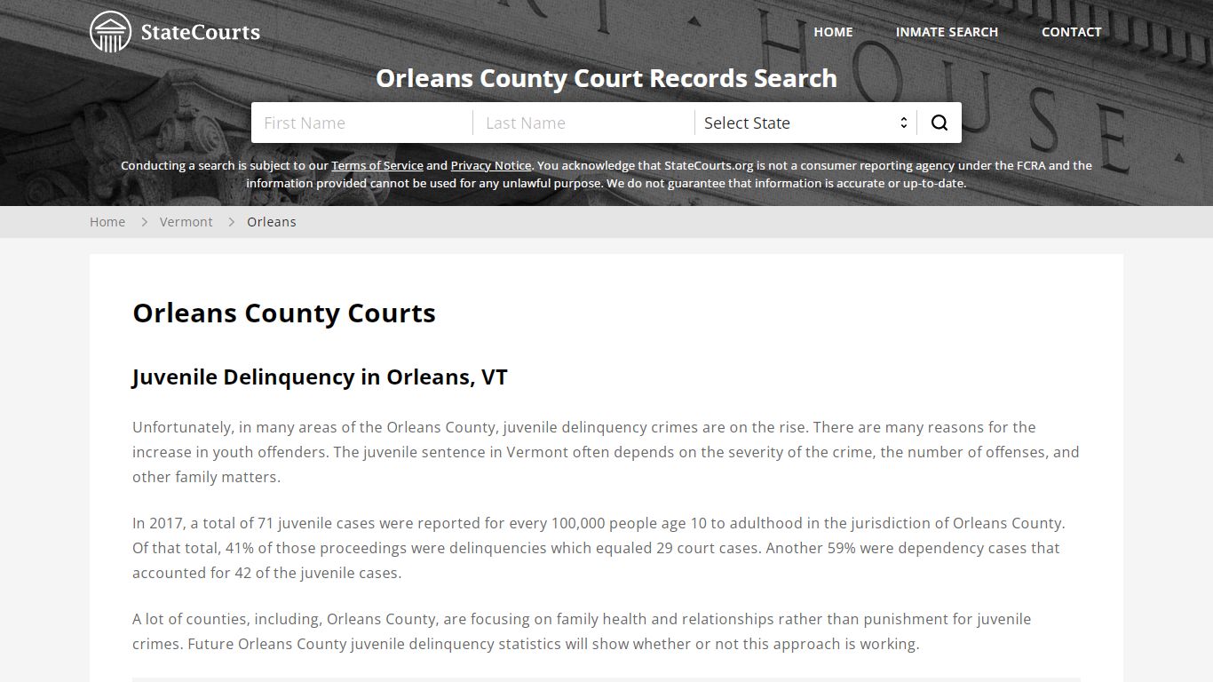 Orleans County, VT Courts - Records & Cases - StateCourts