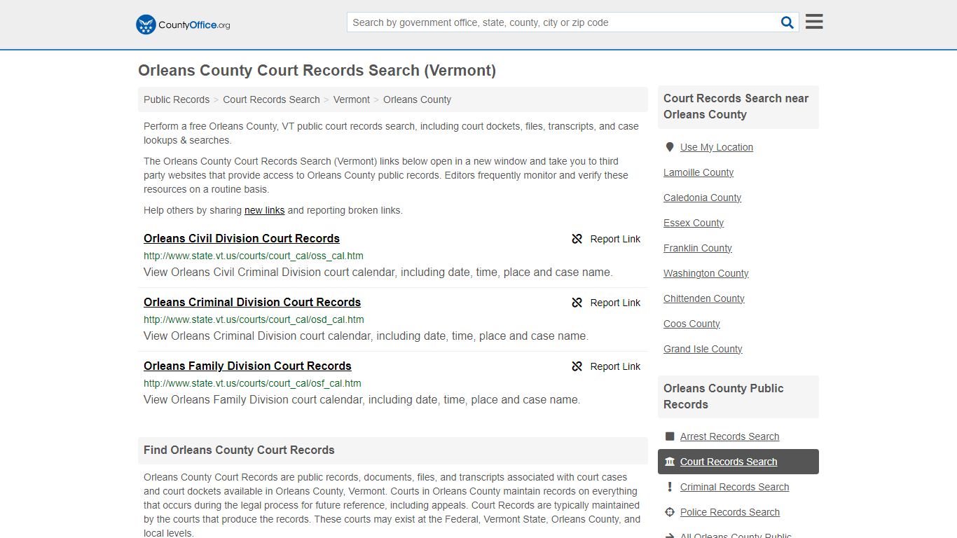 Court Records Search - Orleans County, VT (Adoptions, Criminal, Child ...