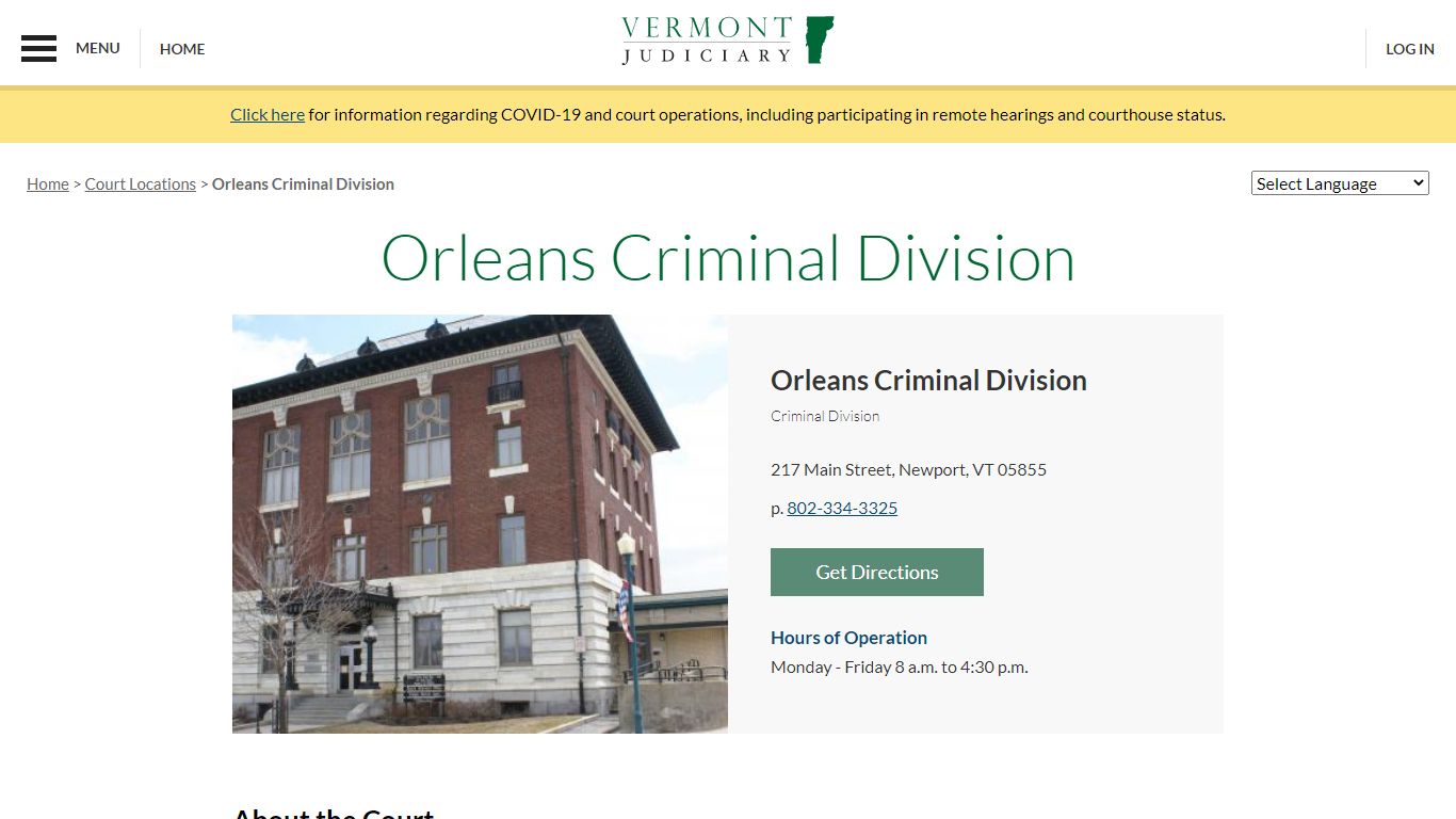 Orleans Criminal Division | Vermont Judiciary