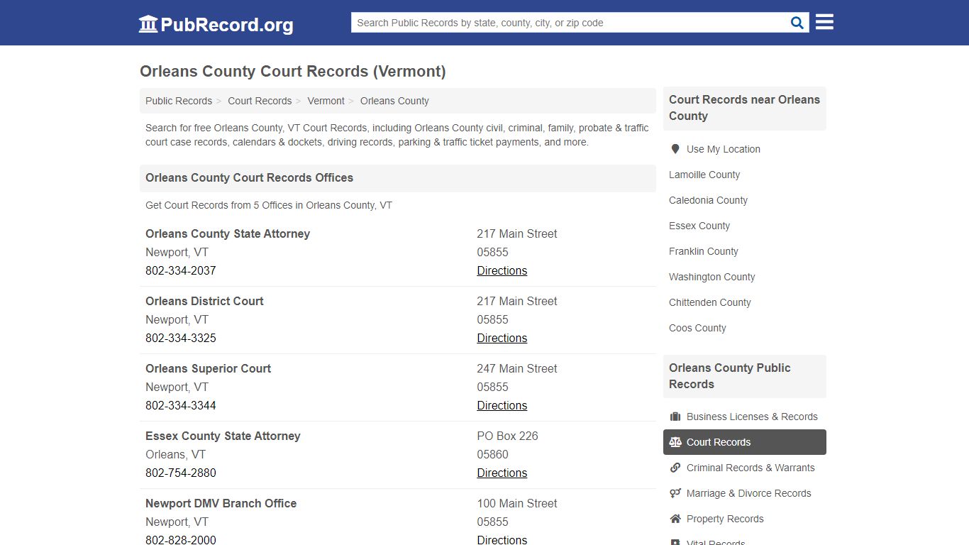 Free Orleans County Court Records (Vermont Court Records) - PubRecord.org